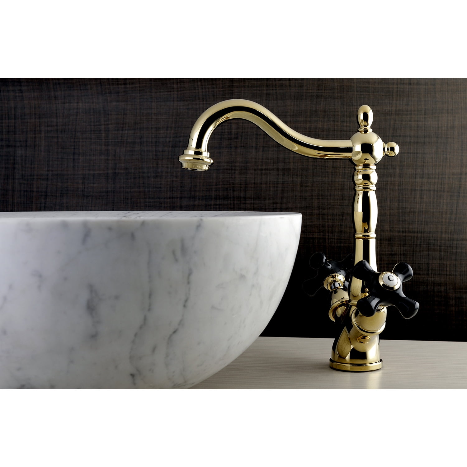 Kingston Brass KS1492PKX Duchess Vessel Mount Bathroom Faucet, Polished Brass