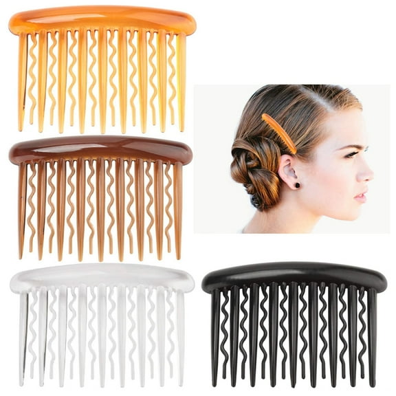 NOGIS Hair Combs - Plastic Teeth Tortoise Side Comb Hair Accessories, Hair Combs for Women Girl Hair Clips, 4 Pieces