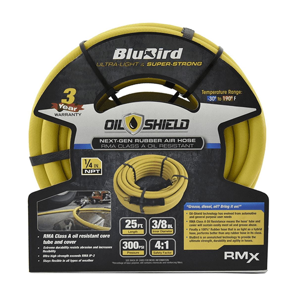 BluBird OS3825 Oil Shield 3/8" x 25' Air Hose