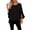 Black, variant on Sheghy Tops for Women Solid Ruffle 3/4 Sleeve Round Neck Summer Blouse Black S