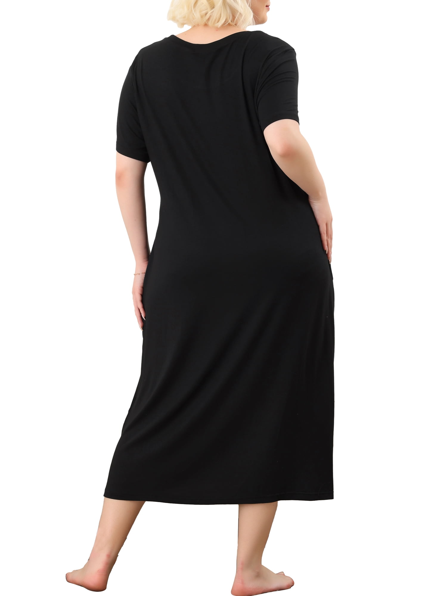 Unique Bargains Women's Plus Nightgown Short Sleeve Cat Print Nightshirt