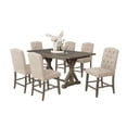 thumbnail image 2 of 7pc Rustic Wood Counterheight Dining Set with Table and Beige Linen Chairs, 2 of 2
