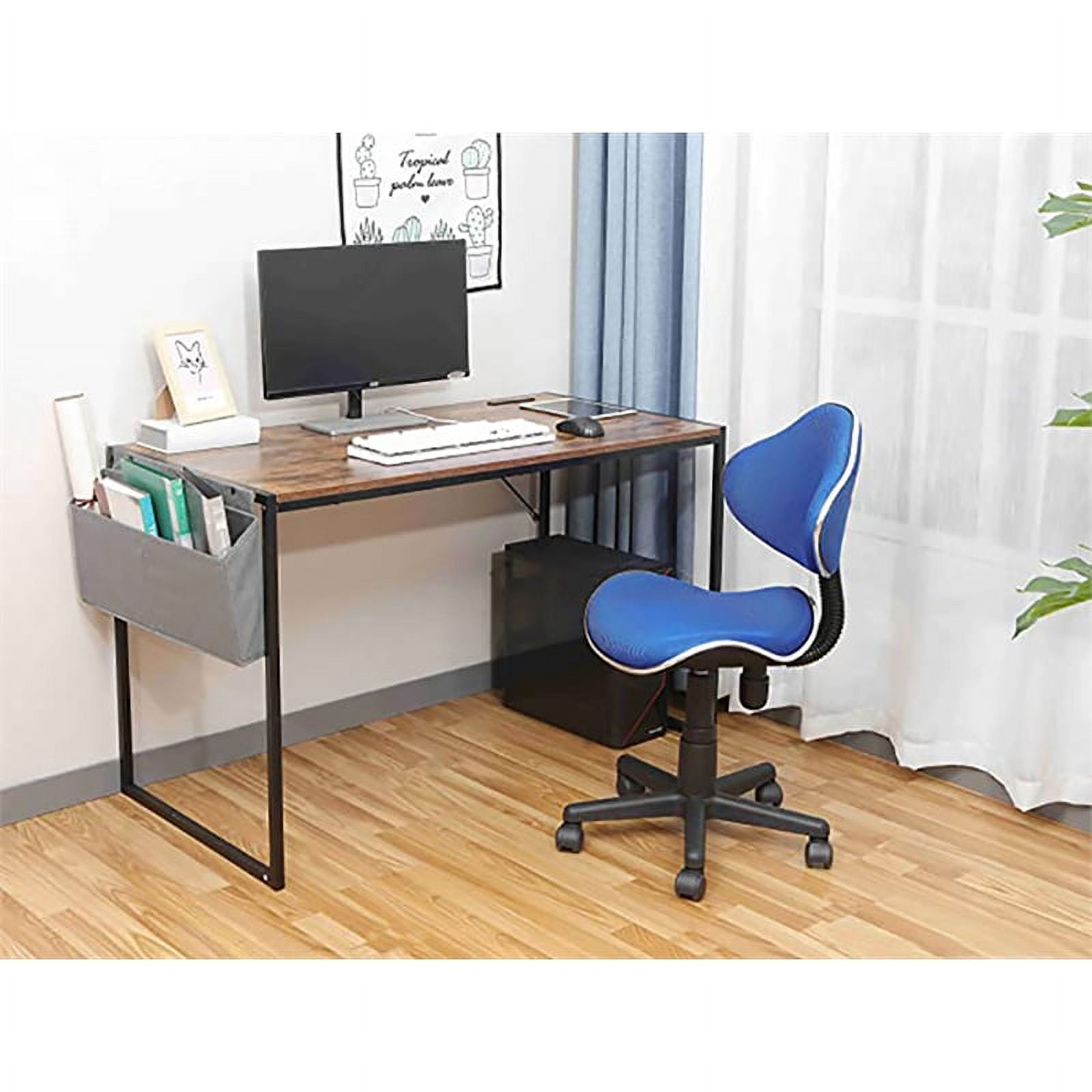 JJS Small Computer Desk Simple Style Writing Desk for Small Spaces 40 Inch Home Office Modern Student Study Laptop Writing Table with Storage Bag USB Hub, Rustic Brown/Black…