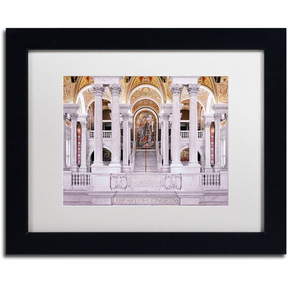 Trademark Fine Art "Library of Congress" Canvas Art by Gregory O'Hanlon, White Matte, Black Frame
