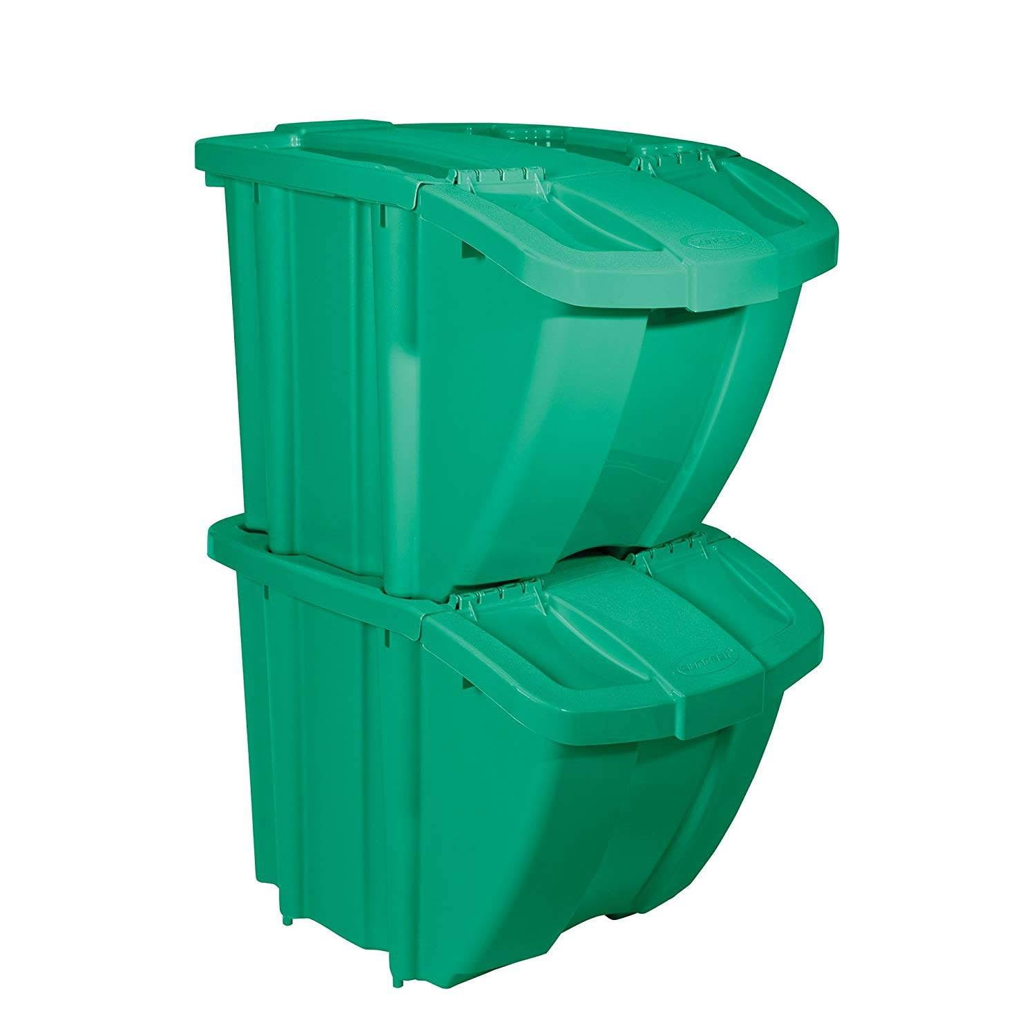 Suncast BH18BLUE2 Stackable Recycling Bin Containers with Lids, Blue (4