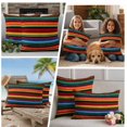 thumbnail image 5 of Mexico Striped Outdoor Waterproof Pillow Covers, Red Blue Green Rainbow Colored Stripes Decorative Square Throw Pillowcase Sofa Cushion Sham for Patio/Couch/Chair, 26"x26" 2 Pack, 5 of 8