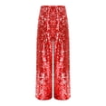 thumbnail image 4 of TiaoBug Kids Girls Sequin Pants Sparkly Wide Leg Trousers Hip Hop Jazz Dance Disco Party Rave Outfits Red 14, 4 of 5