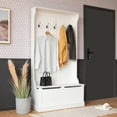 thumbnail image 3 of Gymax Banc de Rangement 3-en-1 pour Entrée avec Porte-Manteaux & Banc à Chaussures & Armoire, 3 of 9
