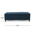 thumbnail image 4 of GDF Studio Alta Contemporary Tufted Storage Ottoman, Navy Blue Fabric and Dark Brown, 4 of 13