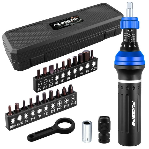 PUIBERS 23-Piece Professional Torque Screwdriver Set,10-80 in-lbs,torque wrench set for Electronics, Bikes, Motorcycles & DIY Projects