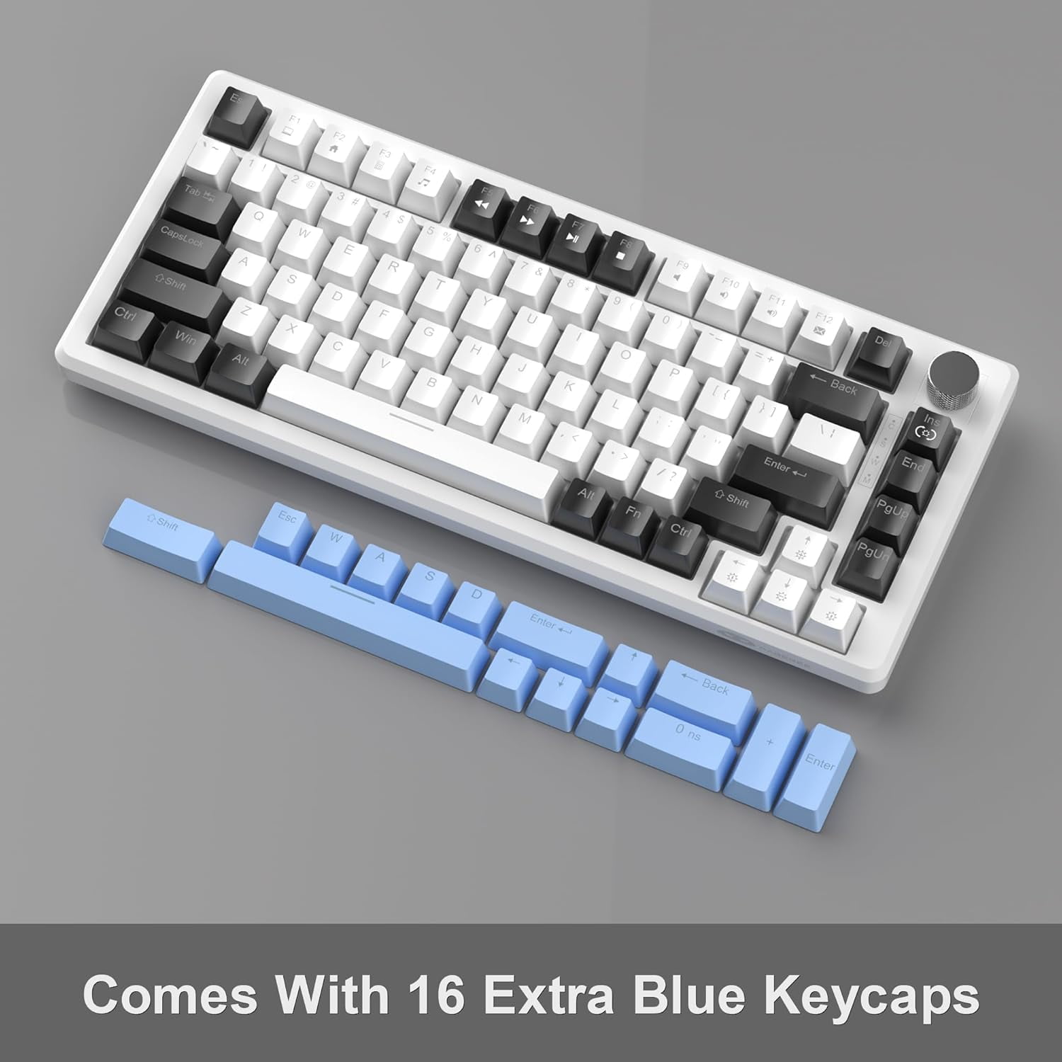 MageGee 75% Mechanical Gaming Keyboard, Black Switches, EVA Foam, Knob Control, STAR75 Portable NKRO