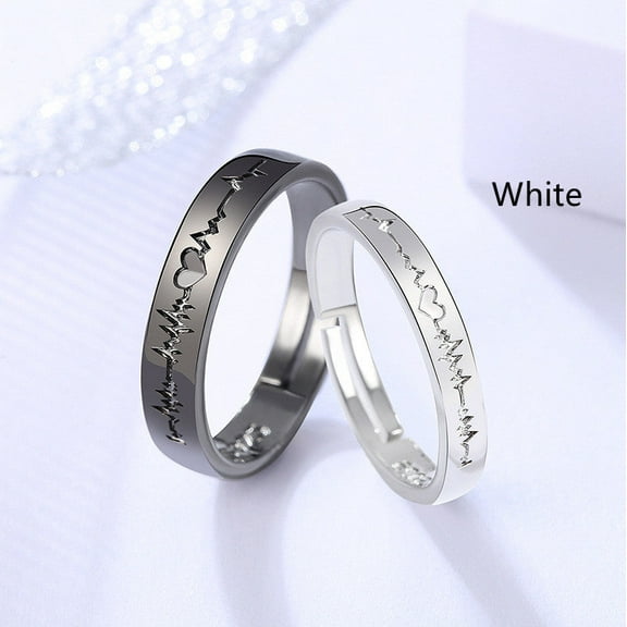 Couple Ring Engraved Black And White Electrocardiogram Live