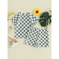 thumbnail image 4 of Suealasg Toddler Baby Boys 2Pcs Swimsuit Set 6M 1T 2T 3T 4T Short Sleeve Checkerboard Print Rash Guard Tops and Swim Trunks Kids Boys Summer Swimwear Bathing Suit, 4 of 9