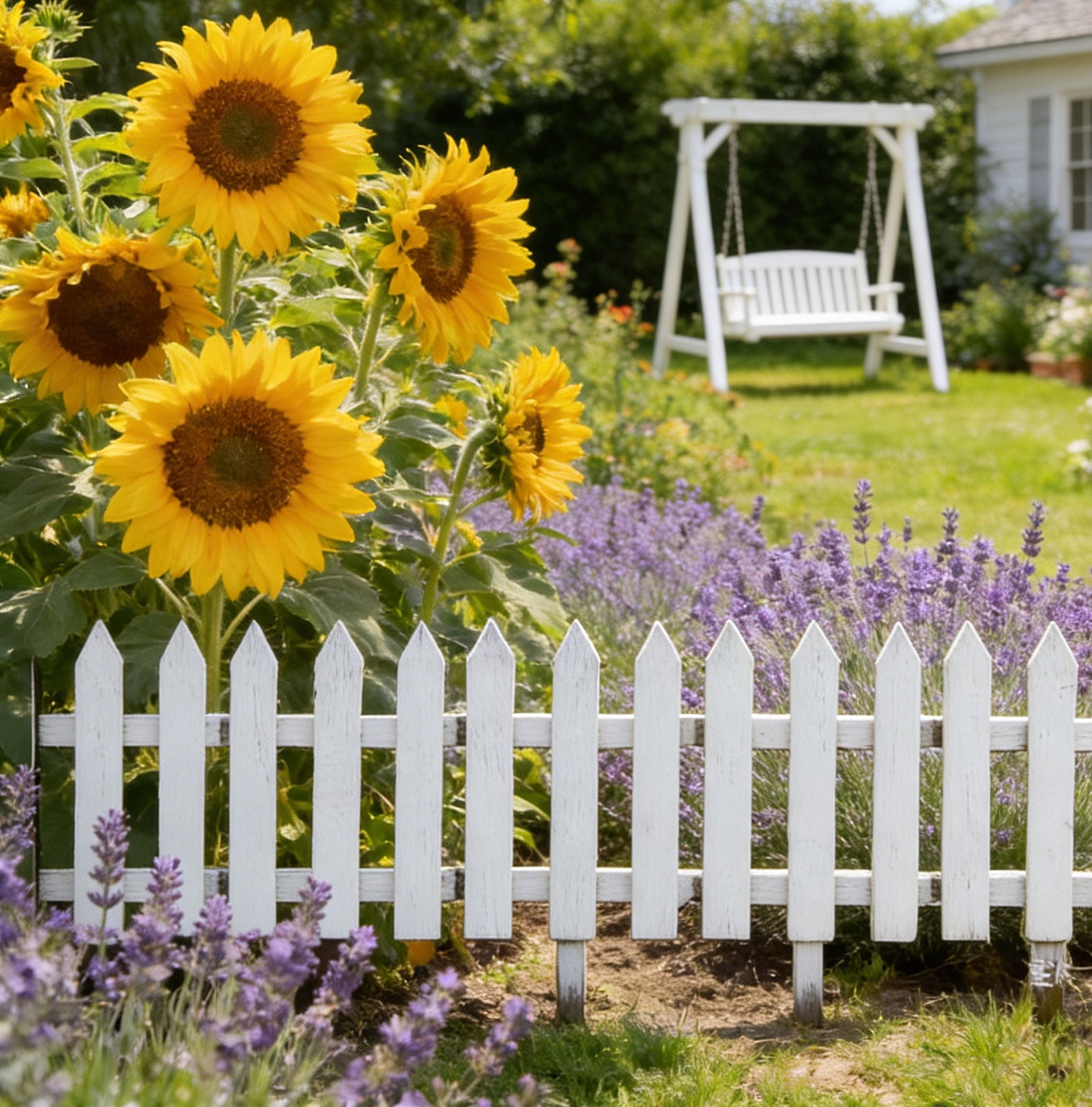 CuiLiyq 24 Pack White Garden Fence with 24 Insert Lawn Picket Fence Garden Border Decorative Plastic Panels, for Landscape Flowerbeds Plants Yard, 6.69'' L x 7.87'' H