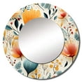 thumbnail image 2 of Designart "Composition Of Botanical Flowers In Pastel Colors III" Botanical Yellow Large Round Mirror - Round Bedroom Mirror Wall Decor - Bohemian Round Printed Mirror - 29" x 29", 2 of 6