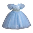 thumbnail image 2 of NAISIBABY Girls Princess Dress(4-13T), Embroidered Sequin Tutu Formal Puff Sleeve Wedding Party Pageant Floral Dress Blue 10T, 2 of 6