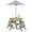Grey, variant on Octagon Fir Wood Kids Table & Chairs Set - Foldable Picnic Table with Adjustable Umbrella for Indoor/Outdoor Play, Backyard or Patio Use