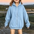 thumbnail image 2 of TQWQT Kids Hoodie Sweatshirt Girls Long Sleeve Zip Up Pullover Lightweight Casual Solid Color Pocket Hooded Top Children Fashion Outerwear Spring Fall Jacket Youth Boys Girls Clothing Blue 9-10 Years, 2 of 4