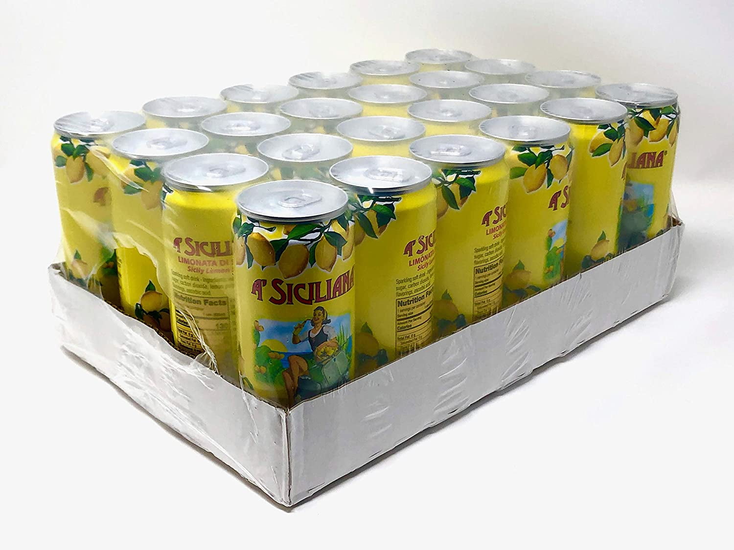A' Siciliana Sicilian Sparkling Drink Limonata - Italian Soda made with Sicilian Lemon - Imported Italian Beverage - Limonata Soda 24 Pack of 11.15 fl oz Cans