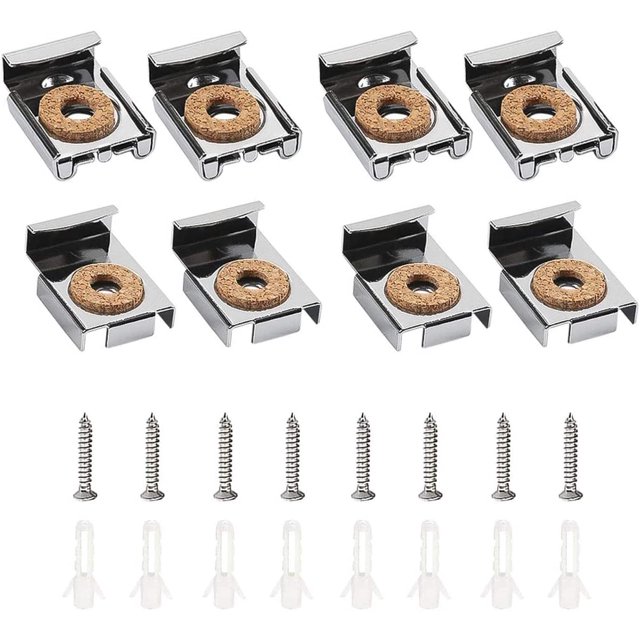 Soportes de espejo, 8 piezas de fijación de espejo de pared, kit de montaje en pared de vidrio sin marco Soporte de pared de espejo con anclajes y tornillos para perchas de fijación de espejo Oi-FRIS ZefeiWu 8390605282751