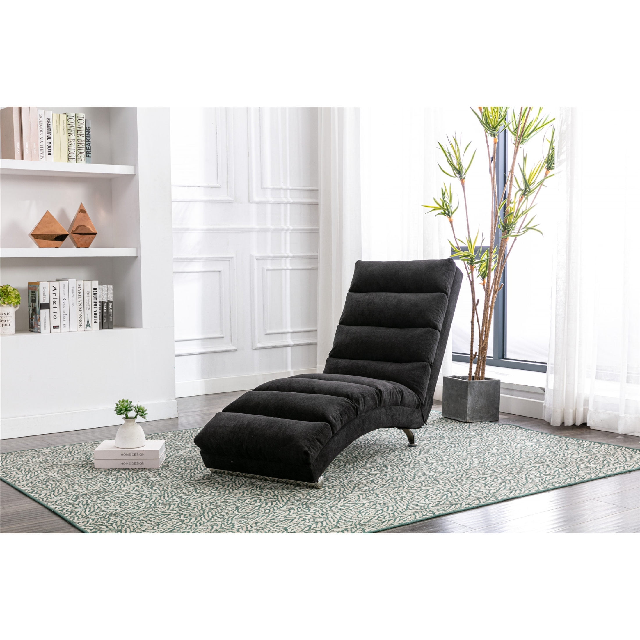 COOLMORE Linen Chaise Lounge Indoor Chair, Modern Long Lounger for
