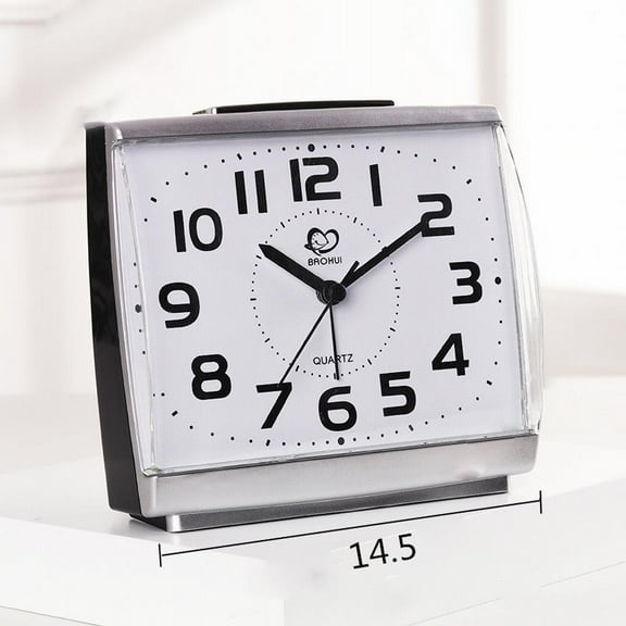 Luolandi No-Tick Number Square Alarm Clock Night Light Simple Quiet Quartz Clock Office Bedrooms Bedside Table Home Decor Accessories white