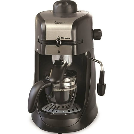4-Cup Coffee Maker and Espresso Machine with Milk Frother - Black/Stainless Steel