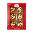 Gold Glass Ball Christmas Hanging Ornaments, 3 inch, 6 Count, by Holiday Time