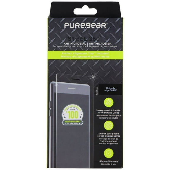 PureGear Steel 360 Tempered Glass for Motorola Edge 5G UW (2021) - Clear