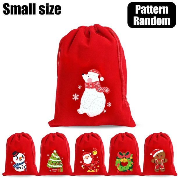 Bolsas rojas de terciopelo con cordón para Navidad, bolsas de almacenamiento para dulces, aperitivos, regalos, pulseras, embalaje de joyas, Año Nuevo 2024, 1-10 piezas