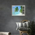 thumbnail image 3 of Tropical Palm Beach Wall Art Coastal Ocean Bathroom Pictures Wall Decor 3d Window Canvas Prints Framed Modern Seascape Landscape Painting Artwork for Living Room Hotel Kitchen Offic 16"x12", 3 of 6
