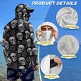 thumbnail image 4 of SEANATIVE Men's Summer Fishing Hoodie Top Long Sleeve UV Protection Hooded Fishing Shirt with Mesh Face Mask, Hiking Running T-Shirt Cooling Outdoor Wear, 3XL, Skull Rose Gray Black, 4 of 7