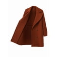 thumbnail image 3 of Womens Wool Blend Double Breasted Pea Coat Notched Lapel Mid Long Trench Overcoat with Pockets Brick Red S, 3 of 7