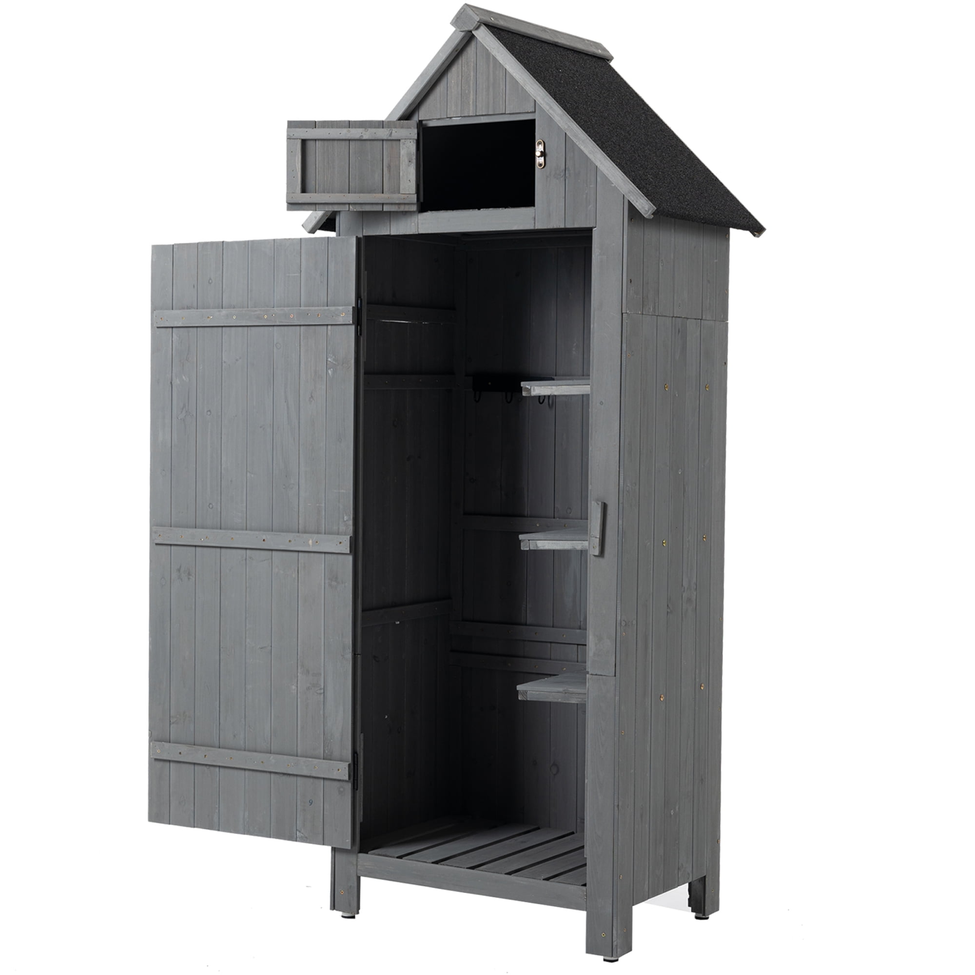 AENKYO 30.3"L X 21.3"W X 70.5"H Outdoor Storage Cabinet Tool Shed Wooden Garden Shed for Garden Lawn Backyard,Natural
