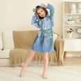 thumbnail image 3 of FORMRS Niños Bathrobe Unisex Hooded Robe Soft Plush Pajamas Sleepwear, Size 10-12T, Blue Sky and River, 3 of 7