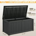 thumbnail image 2 of LHBcraft 130 Gallon Deck Box,Lockable Resin Outdoor Storage Box,Waterproof Outdoor Container for Patio Furniture Cushions, Pillow,Black, 2 of 8