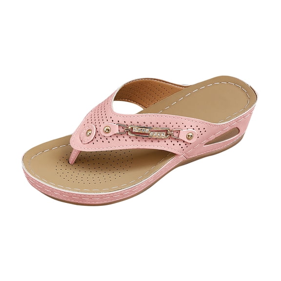 Ahabrexf Women Slippers Slide Sandals Non Beach Shoes Indoor Outdoor Casual Round Toe Comfortable Soft Breathable 2 Inch Heel