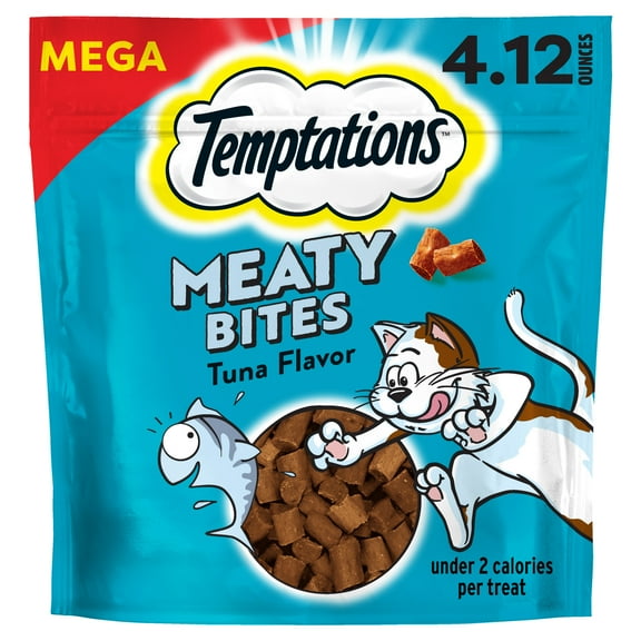 Temptations Meaty Bites Soft and Savory Tuna Flavor Cat Treats for Adult Cats, 4.12 oz Pouch
