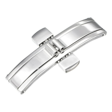 

21mm Folding Deployment Clasp Buckle Stainless Steel Watch Band Extender 5mm Install Width Silver Tone