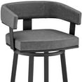 thumbnail image 3 of 34" Gray Faux Leather And Iron Swivel Low Back Counter Height Bar Chair, 3 of 10