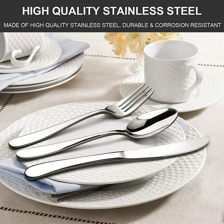 KINGSTONE Silverware Set, 20 Piece Flatware Cutlery Set for 4, 18/10  Stainless Steel Silverware Mirror Polished Dishwasher Safe for Home,  Restaurant