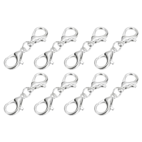 Bracelet Extender, 8Pcs - Double Lobster Claw Clasps Necklace Extenders, Connector Extension Clasp and Closure for DIY Making Jewelry Chain (30mm/1.18", Bright Silver)