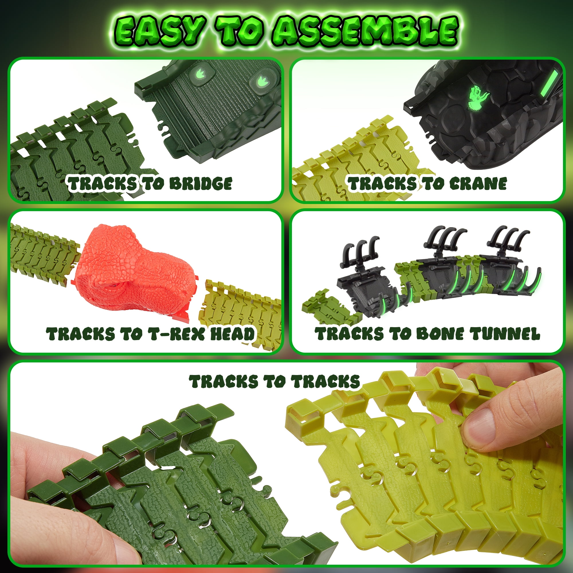 USA Toyz Dinosaur Race Track STEM Playset 225 Pieces Summer Toy for Kids Ages 3+