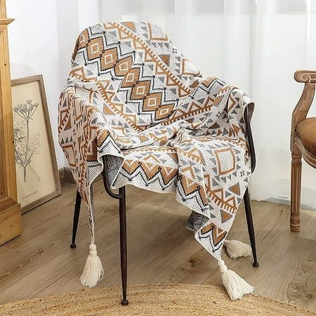 170x130cm Tassel Knitted Blanket Vintage Bohemia Ethnic Style Geometric  Pattern Sofa Cover Warm Throw Rug Soft Blanket Sofa Throw Bedspread Bed  Throws | Walmart Canada