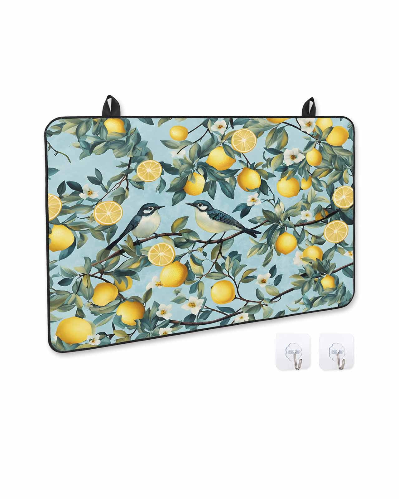nqOlkjepod Large Induction Cooktop Protector Mat 24"x21", Lemon Bird Stove Top Covers for Electric Stove, Farmhouse Flowers Plant Leaf Spring Summer Stove Burner Cover Mats, Glass Top Stove Cover