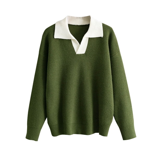 CheerKidz Women Casual Long Sleeve Knitted Sweater Solid Color Loose Base Top Winter Fashion Soft Daily Wear Fall Spring Thanksgiving Party Work Home Vacation (Green,Free Size)