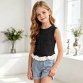 thumbnail image 6 of Mnyotv Toddler Girls Summer Clothes Sleeveless Ruffle Hem Tank Tops with Bow Casual Crewneck T Shirts Size 18-24 Months, 6 of 7