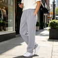 thumbnail image 5 of Baggy Cargo Sweatpants For Men Straight Wide Leg Open Bottom Drawstring Elastic Waist Workout Athletic Joggers Sweat Pants M, 5 of 7