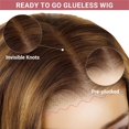 thumbnail image 3 of Peluca AHUFALU Ombre Highlight, cabello humano castaño miel, 180% de densidad, 3 of 6