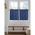 thumbnail image 7 of Half Window Curtain 36 Inches Long, Navy Blue Striped Window Treatment Curtain Drapes, Modern Abstract Art Geometric Stripes Small Tier Curtains for Bathroom Over Sink, 27.5"x36", 2 Panels, 7 of 7